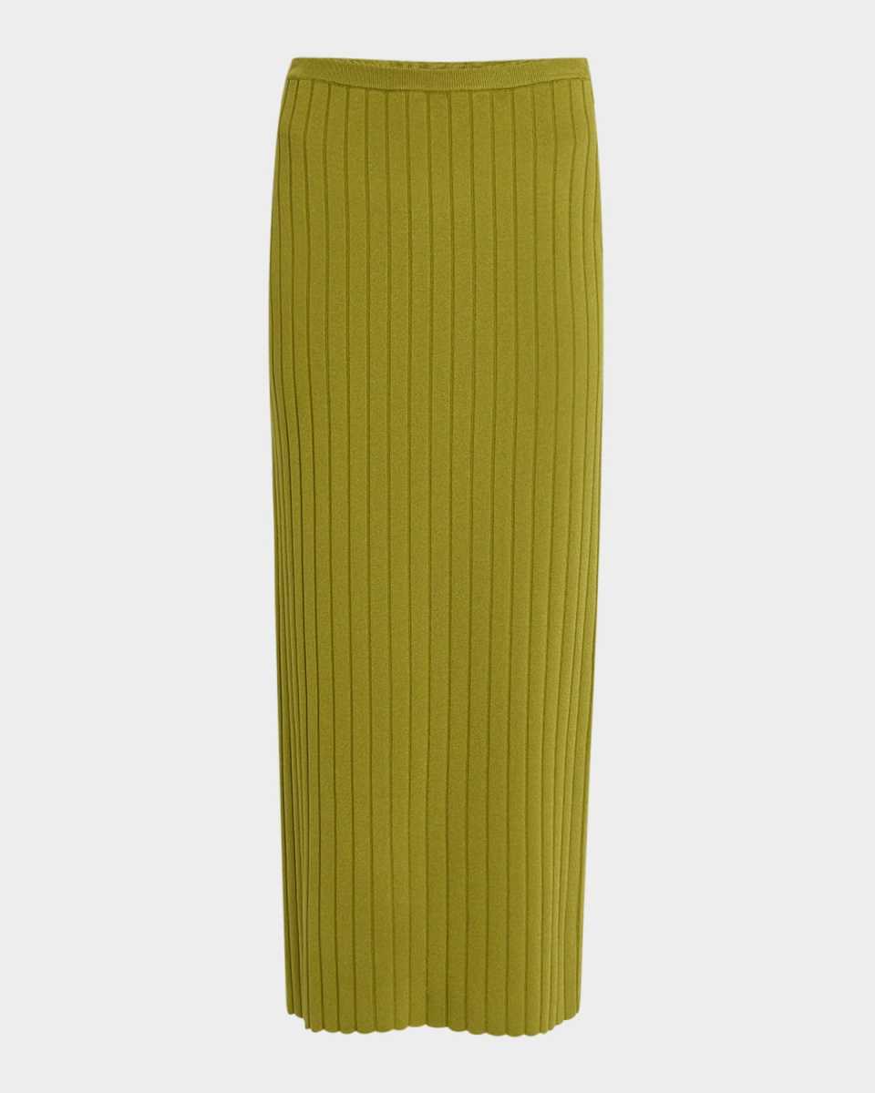 Wide Rib Knit Midi Skirt